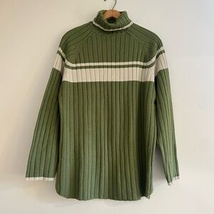 Vintage green ribbed turtle neck, Fiorlini International, size 18W
